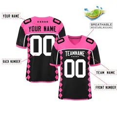 Pink Black Side Blocks Raglan Authentic Football Jersey 2