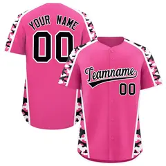 Pink Black Side Camo Baseball Jersey