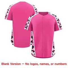 Pink Black Side Camo Baseball Jersey 7