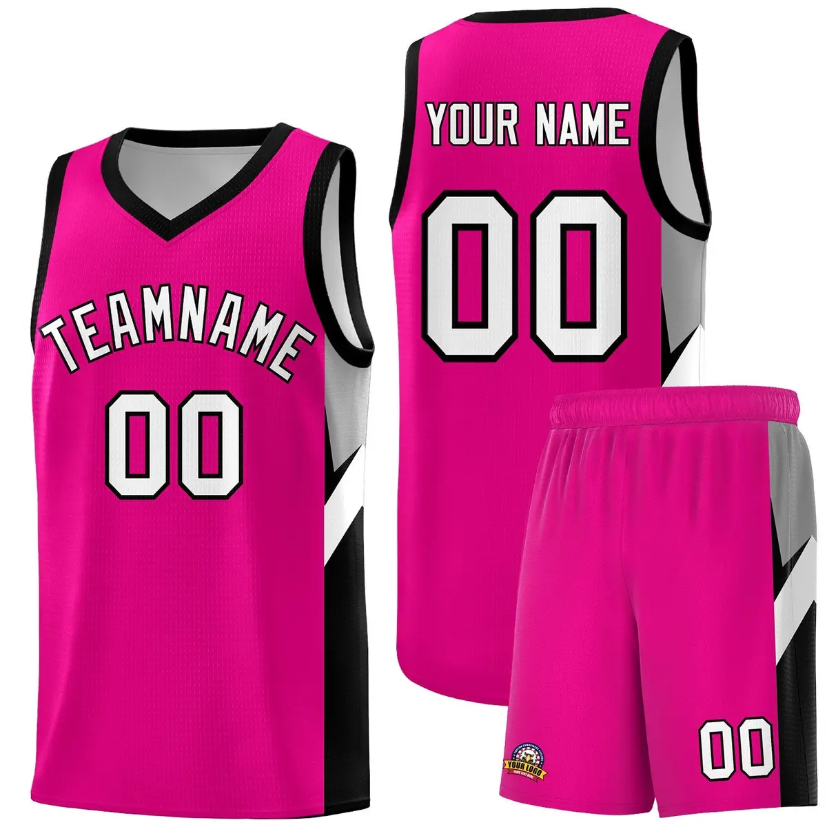Pink Black Side Design Basketball Jersey Sports Uniform