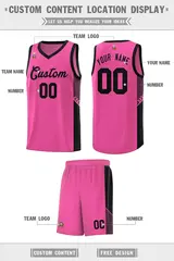 Pink Black Side Stripe Fashion Sports Basketball Jersey 2