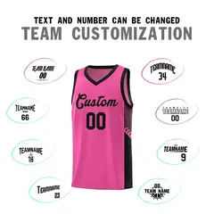 Pink Black Side Stripe Fashion Sports Basketball Jersey 4