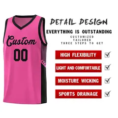 Pink Black Side Stripe Fashion Sports Basketball Jersey 5