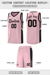 Pink Black Side Stripe Fashion Sports Basketball Jersey 2