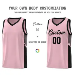 Pink Black Side Stripe Fashion Sports Basketball Jersey 3