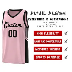 Pink Black Side Stripe Fashion Sports Basketball Jersey 5