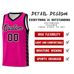 Pink Black Side Symmetrical Line Pattern Basketball Jersey 2