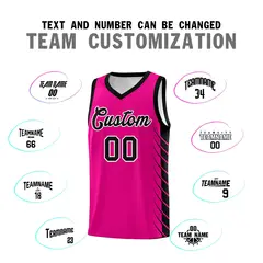 Pink Black Side Symmetrical Line Pattern Basketball Jersey 4