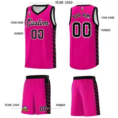 Pink Black Side Symmetrical Line Pattern Basketball Jersey 5
