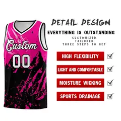 Pink Black Snow Mountain Beast Pattern Basketball Jersey 2