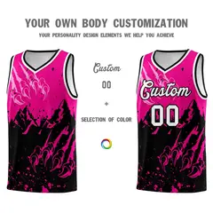 Pink Black Snow Mountain Beast Pattern Basketball Jersey 3