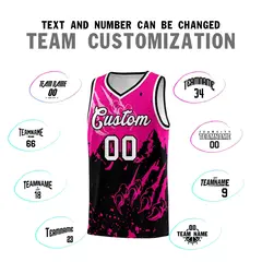 Pink Black Snow Mountain Beast Pattern Basketball Jersey 4