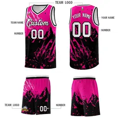 Pink Black Snow Mountain Beast Pattern Basketball Jersey 5