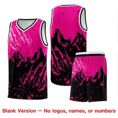 Pink Black Snow Mountain Beast Pattern Basketball Jersey 7