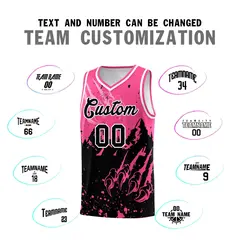 Pink Black Snow Mountain Beast Pattern Basketball Jersey 4