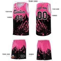 Pink Black Snow Mountain Beast Pattern Basketball Jersey 5