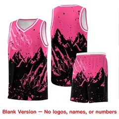 Pink Black Snow Mountain Beast Pattern Basketball Jersey 7