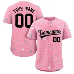 Pink Black Splash Graffiti Striped Baseball Jersey 1