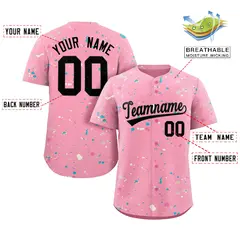 Pink Black Splash Graffiti Striped Baseball Jersey 2