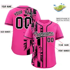 Pink Black Split Coconut Tree Baseball Jersey 2