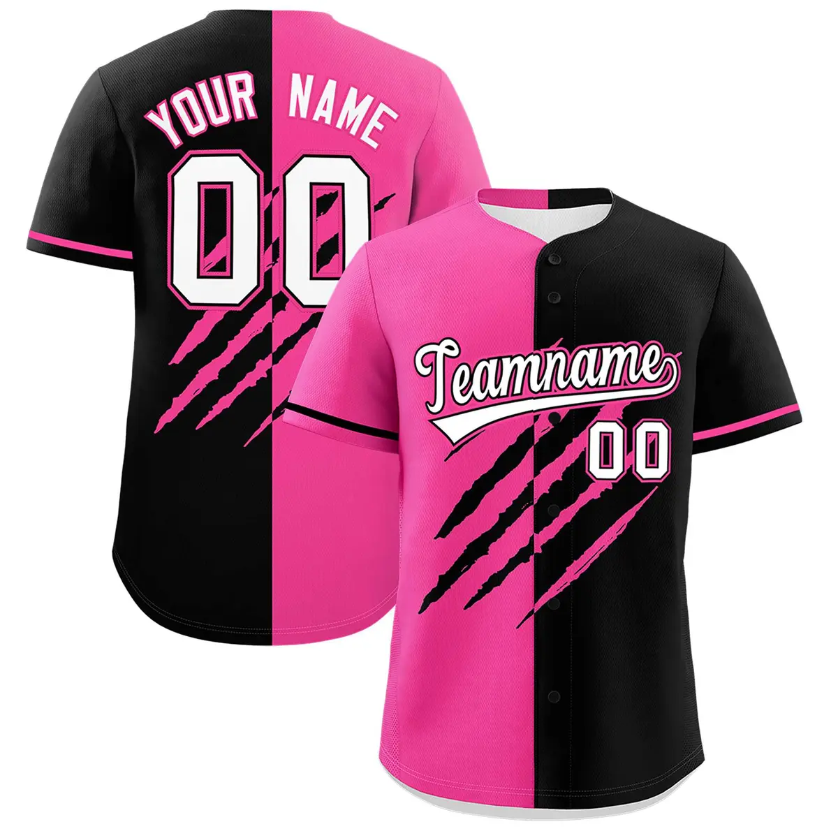 Pink Black Split Tiger Claw Scratch Baseball Jersey