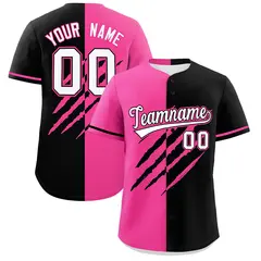 Pink Black Split Tiger Claw Scratch Baseball Jersey 1