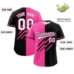 Pink Black Split Tiger Claw Scratch Baseball Jersey 2