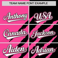 Pink Black Split Tiger Claw Scratch Baseball Jersey 3