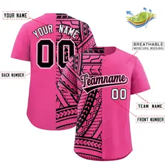 Pink Black Split Tribal Baseball Jersey 2