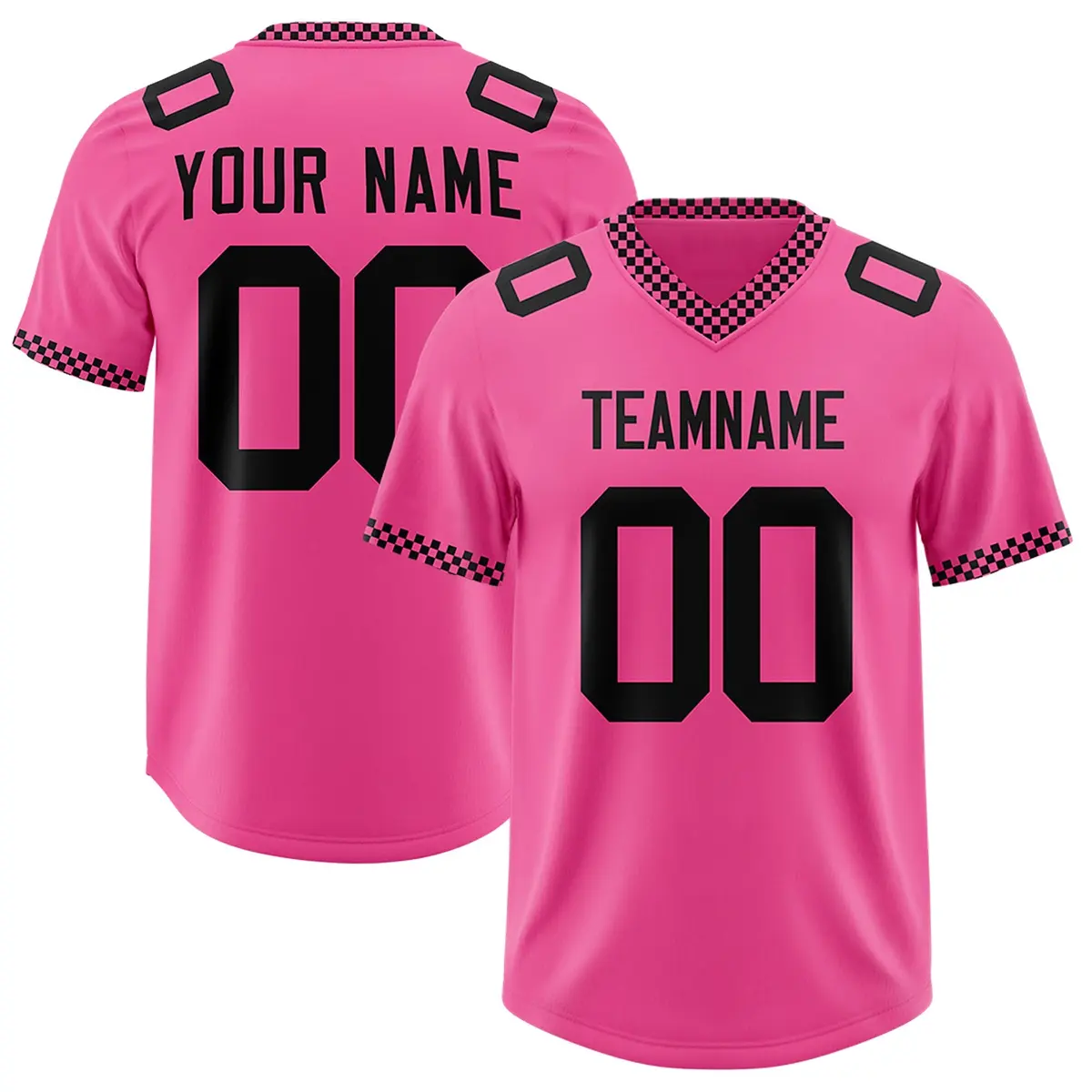 Pink Black Square Neckline Classic Authentic Football Jersey