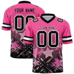 Pink Black Star Gradient Flag Football Jersey