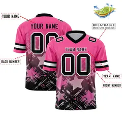 Pink Black Star Gradient Flag Football Jersey 2