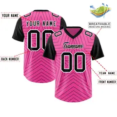 Pink Black Star Pattern Raglan Sleeves Football Jersey 2