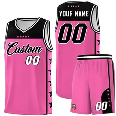 Pink Black Star Pattern Team Basketball Jersey 1