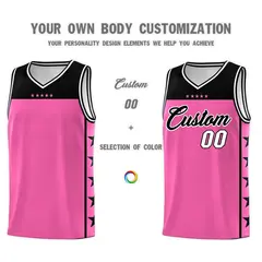 Pink Black Star Pattern Team Basketball Jersey 3