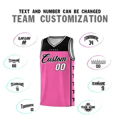 Pink Black Star Pattern Team Basketball Jersey 4