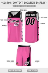 Pink Black Star Pattern Team Basketball Jersey 5