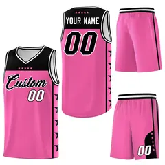 Pink Black Star Pattern Team Basketball Jersey 6
