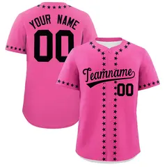 Pink Black Star Ribbing Authentic Baseball Jersey 1