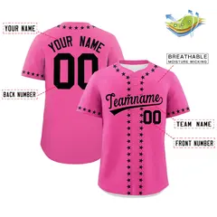 Pink Black Star Ribbing Authentic Baseball Jersey 2