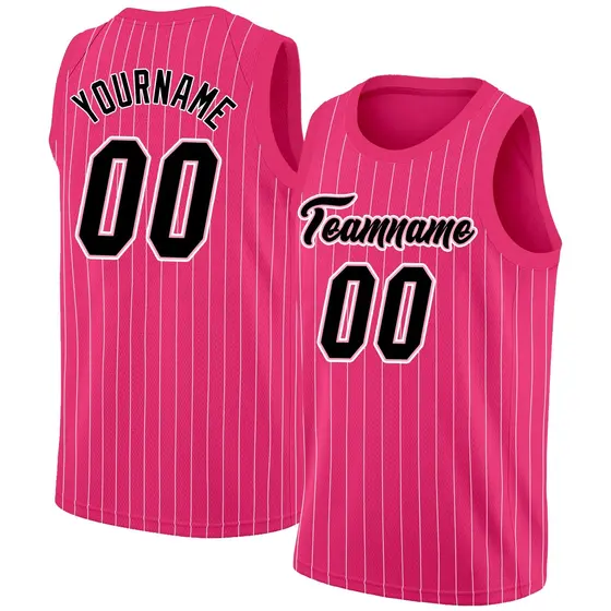 Men's Pink Black Stripe Fashion Casual Basketball Jersey