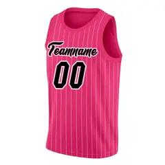 Men's Pink Black Stripe Fashion Casual Basketball Jersey 3