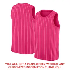 Men's Pink Black Stripe Fashion Casual Basketball Jersey 4