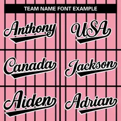 Pink Black Stripe Full Button Authentic Baseball Jersey 3