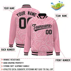 Pink Black Stripe Graffiti Pattern Varsity Full-Snap Jacket 2
