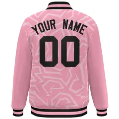 Pink Black Stripe Graffiti Pattern Varsity Full-Snap Jacket 4