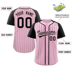 Pink Black Stripe Raglan Authentic Baseball Jersey 2