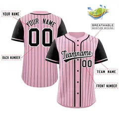 Pink Black Stripe Raglan Authentic Baseball Jersey 2