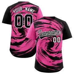 Pink Black Swirl Graffiti Baseball Jersey 1