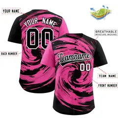 Pink Black Swirl Graffiti Baseball Jersey 2